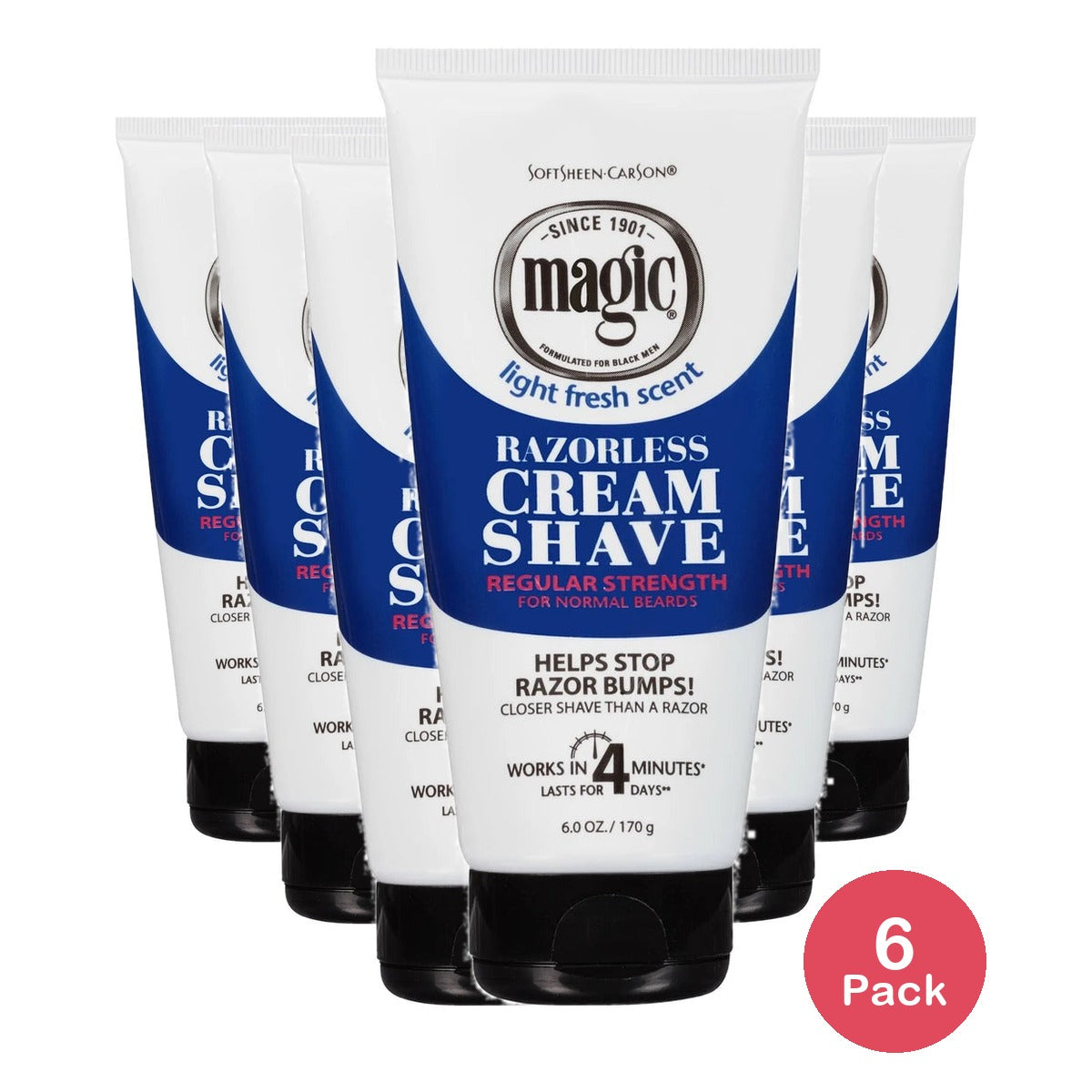 Magic Shave Hair Removal Cream  Regular Strength Depilatory Coarse Hair  6 oz. 6 Oz (Pack of 6)