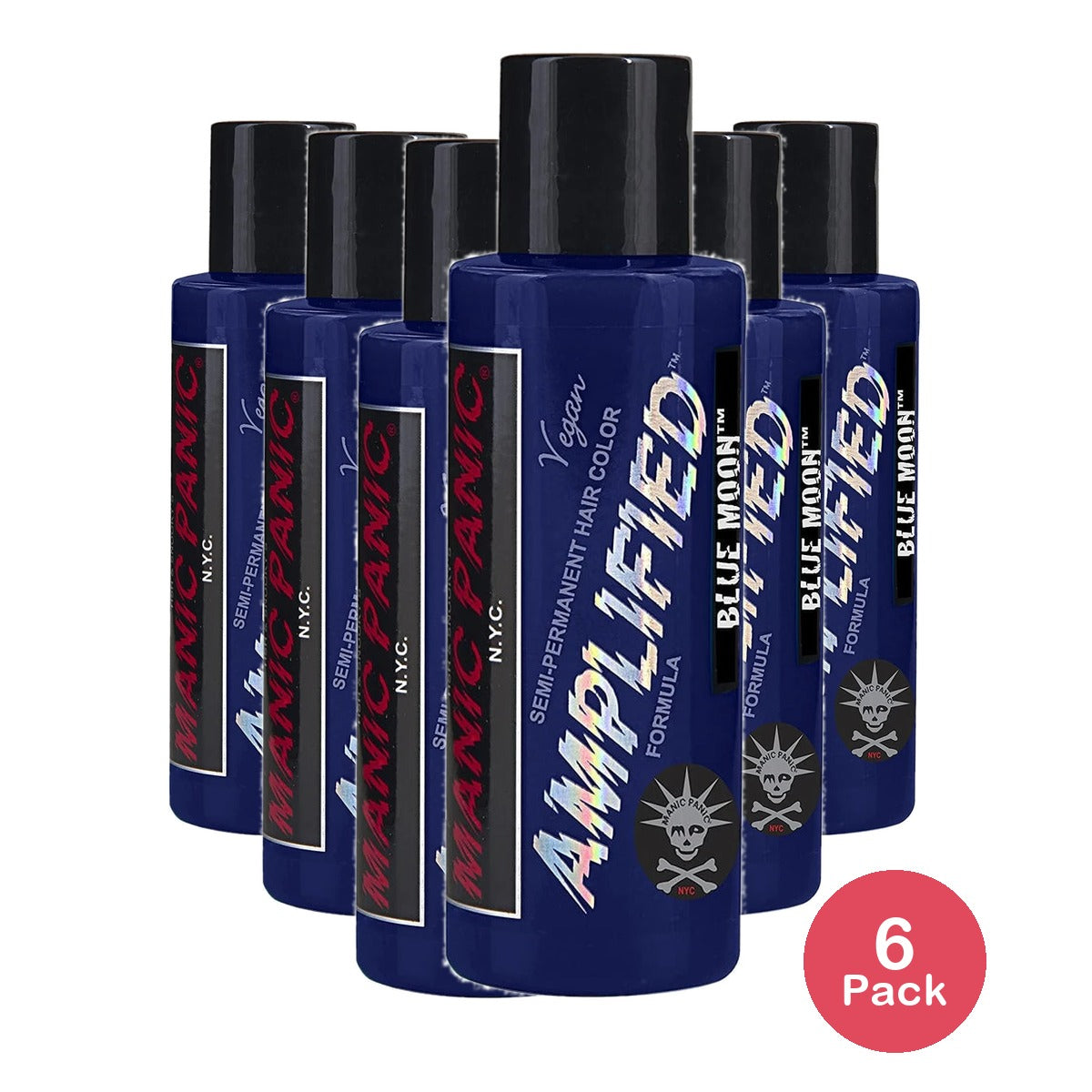 MANIC PANIC Blue Moon Hair Color - Amplified - Semi-Permanent Hair Dye - Bright (Pack of 6)