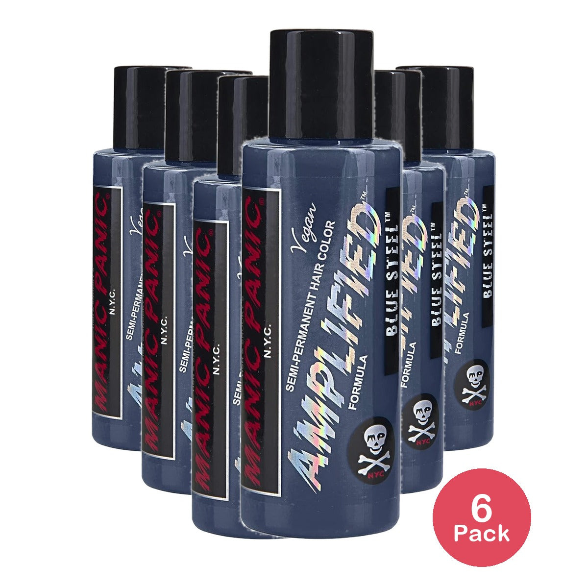 Manic Panic Semi-Permanent Hair Color Vegan Fantasy Colors Blue Steel (Pack of 6)