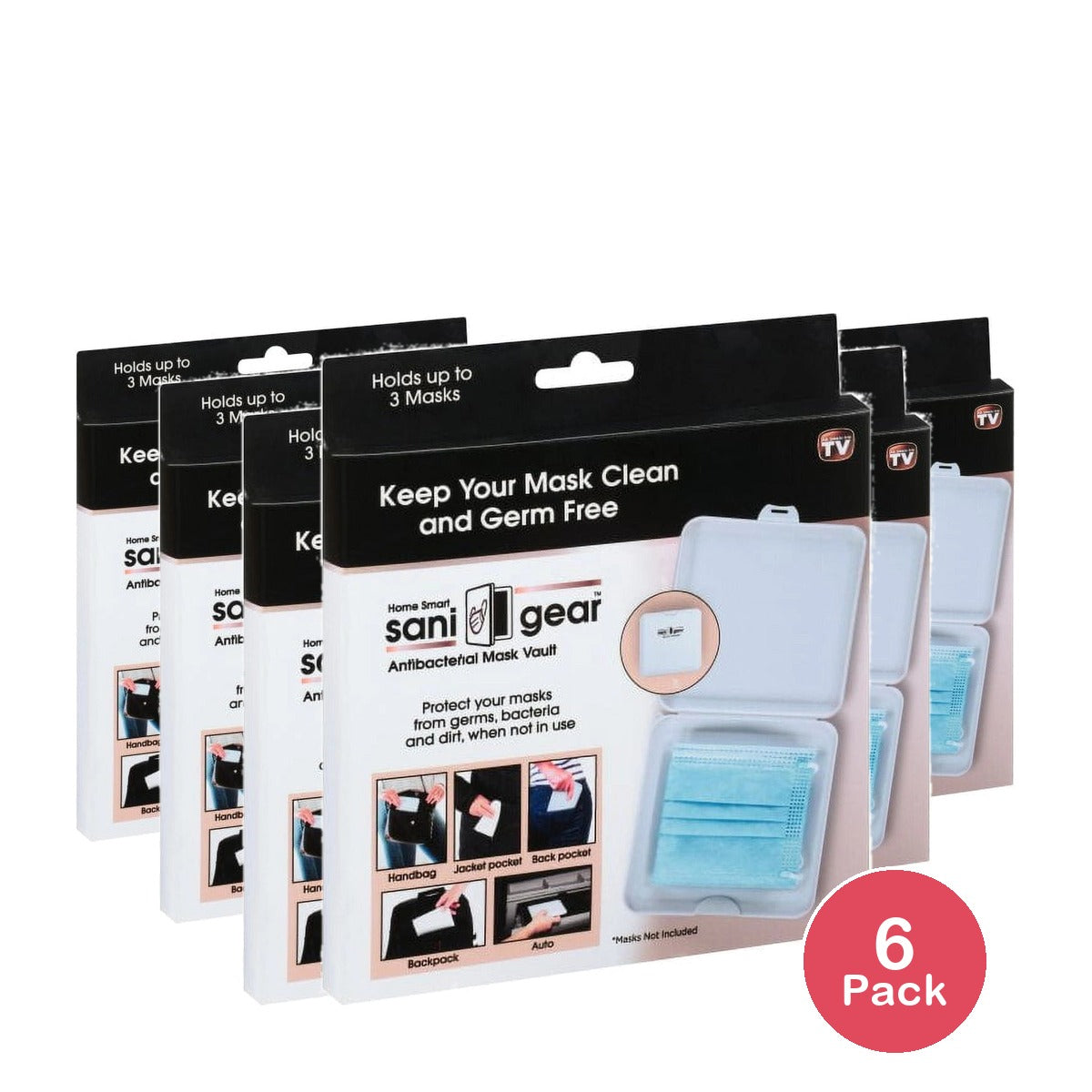 Mask Case Holder Antibacterial Vault Sani Gear Mask Vault (Pack of 6)