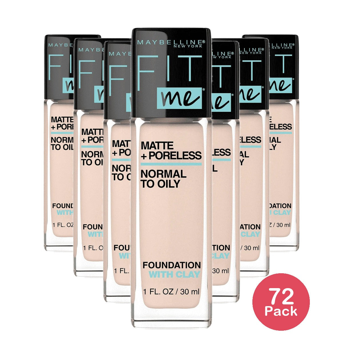 Maybelline Fit Me! Matte + Poreless Foundation, Natural Ivory, 1 fl Oz (Pack of 72)