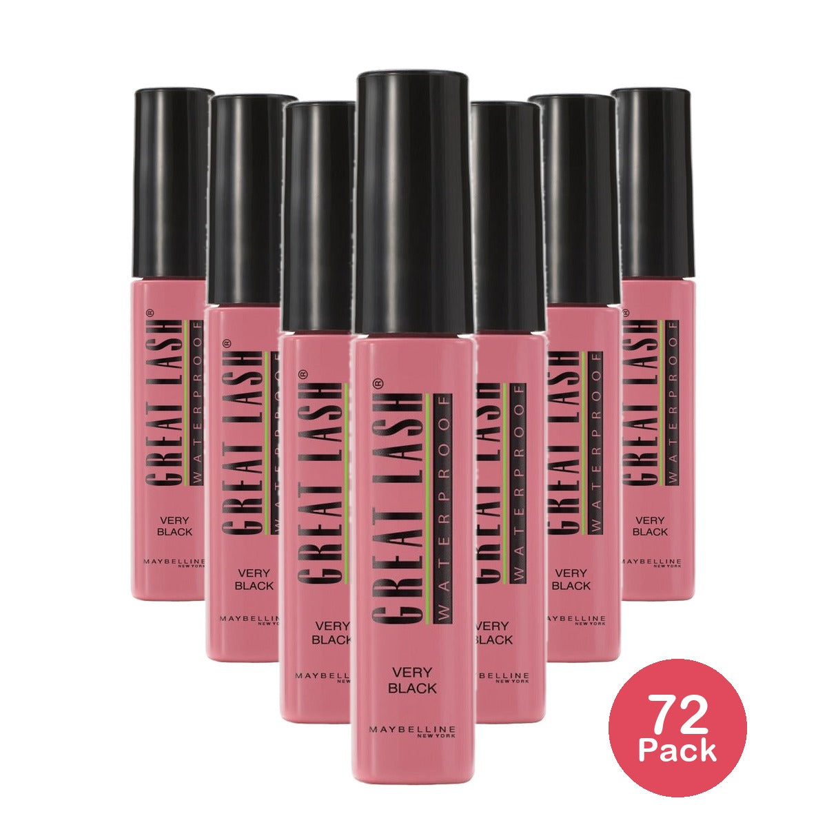 Maybelline Great Lash Waterproof Mascara Very Black 0.43 Oz (Pack of 72)