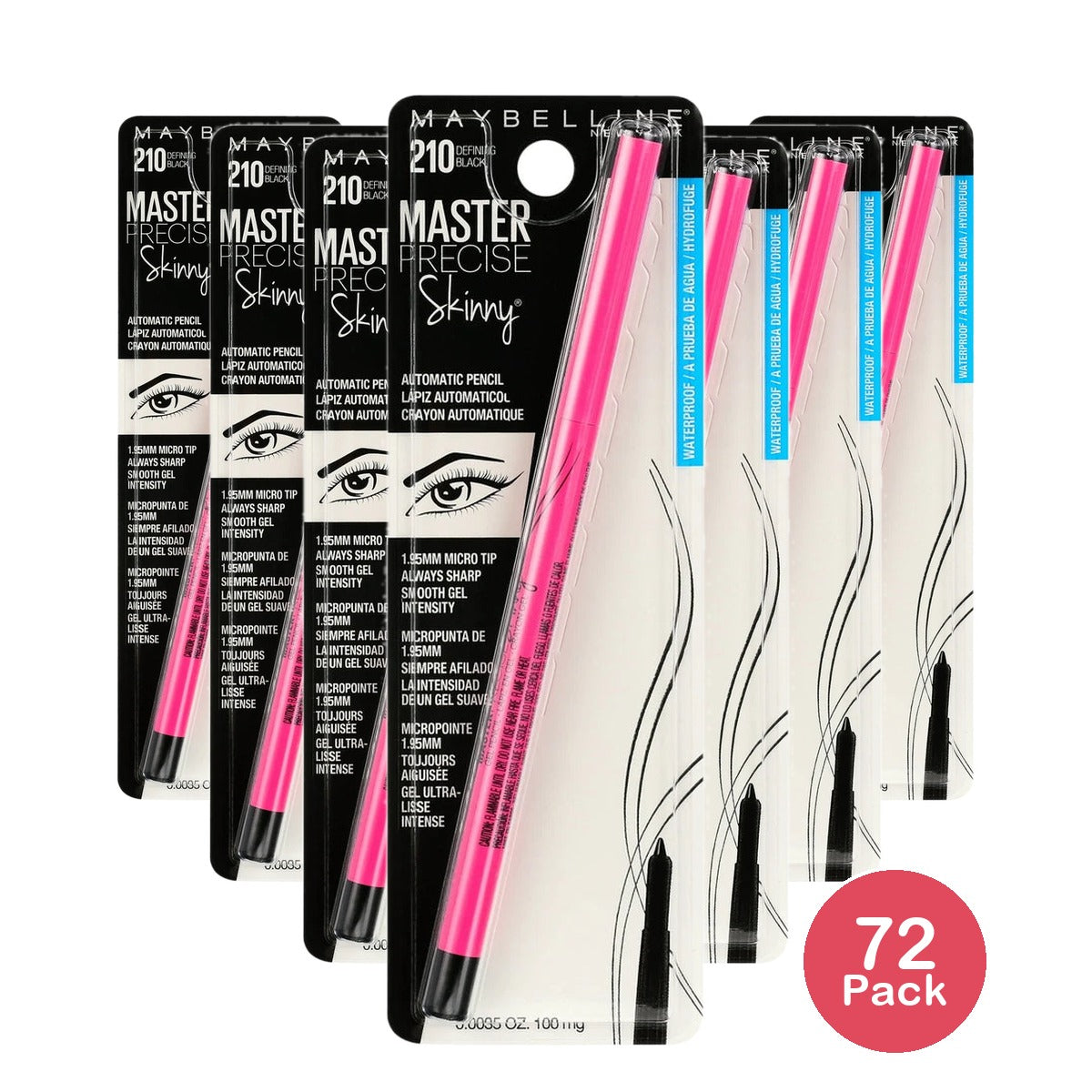 Maybelline Master Precise Skinny Gel Eyeliner Pencil Defining Black 1 Count 0.03 Oz (Pack Of 72)