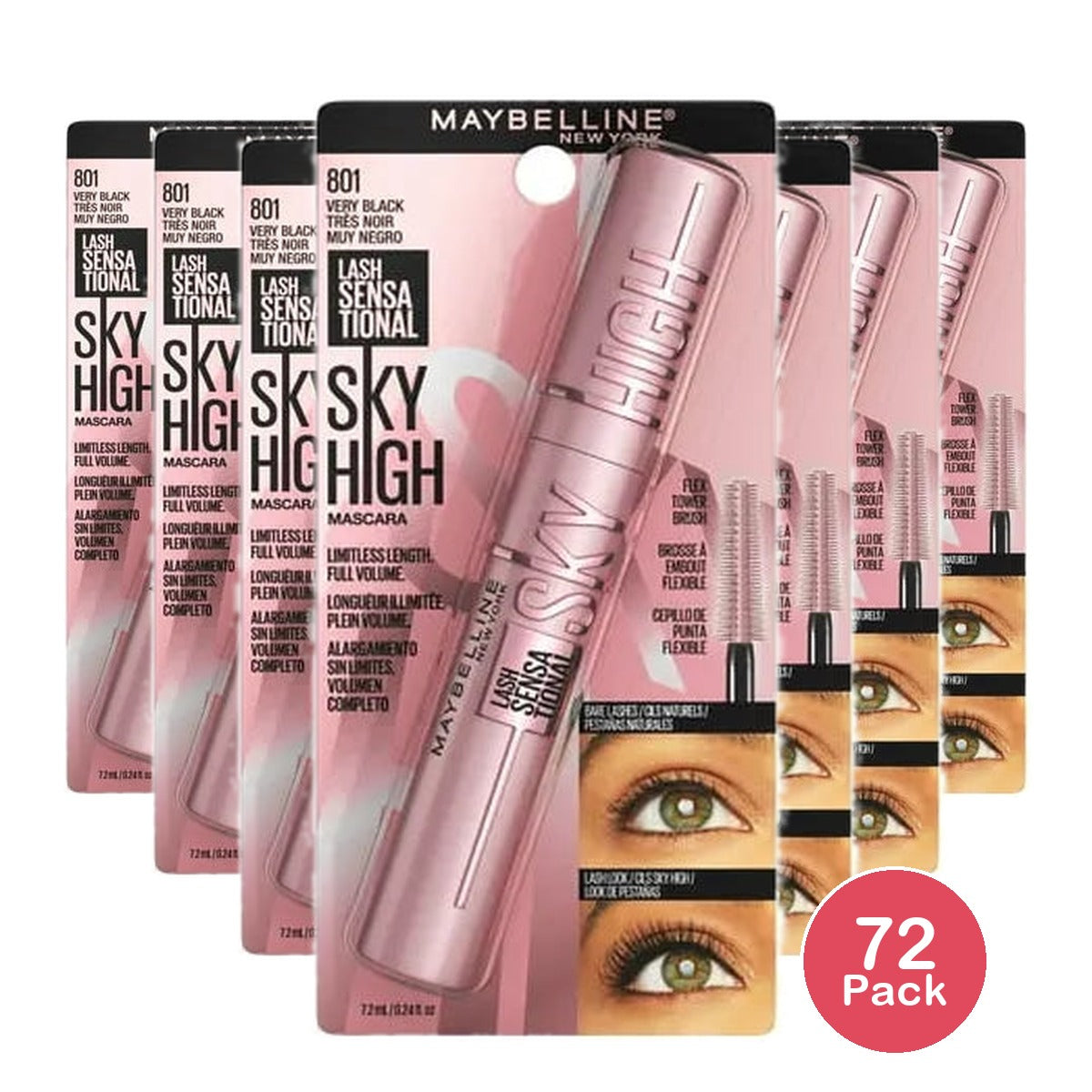 Maybelline New York Sky High Washable Mascara Makeup Volumizing 0.32oz (Pack of 72)