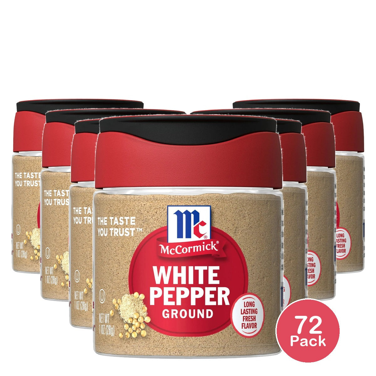 McCormick All Natural Kosher Ground White Pepper Bottle 1 Oz (Pack of 72)