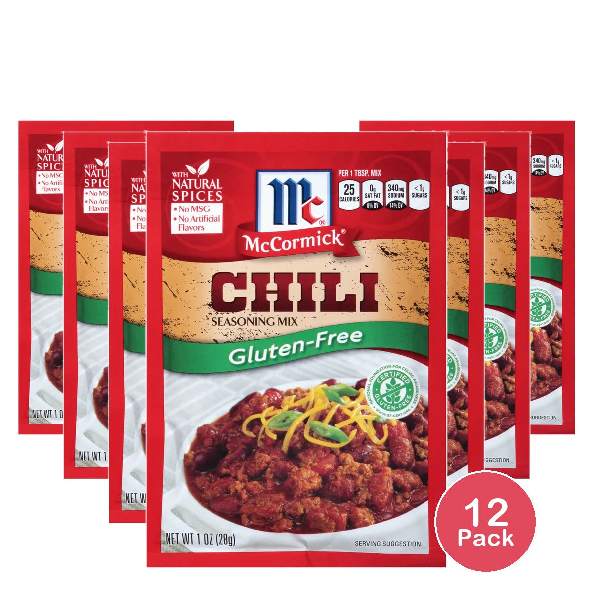 Mccormick Gluten-Free Chili Seasoning Mix ? 1 Oz (Pack Of 12)