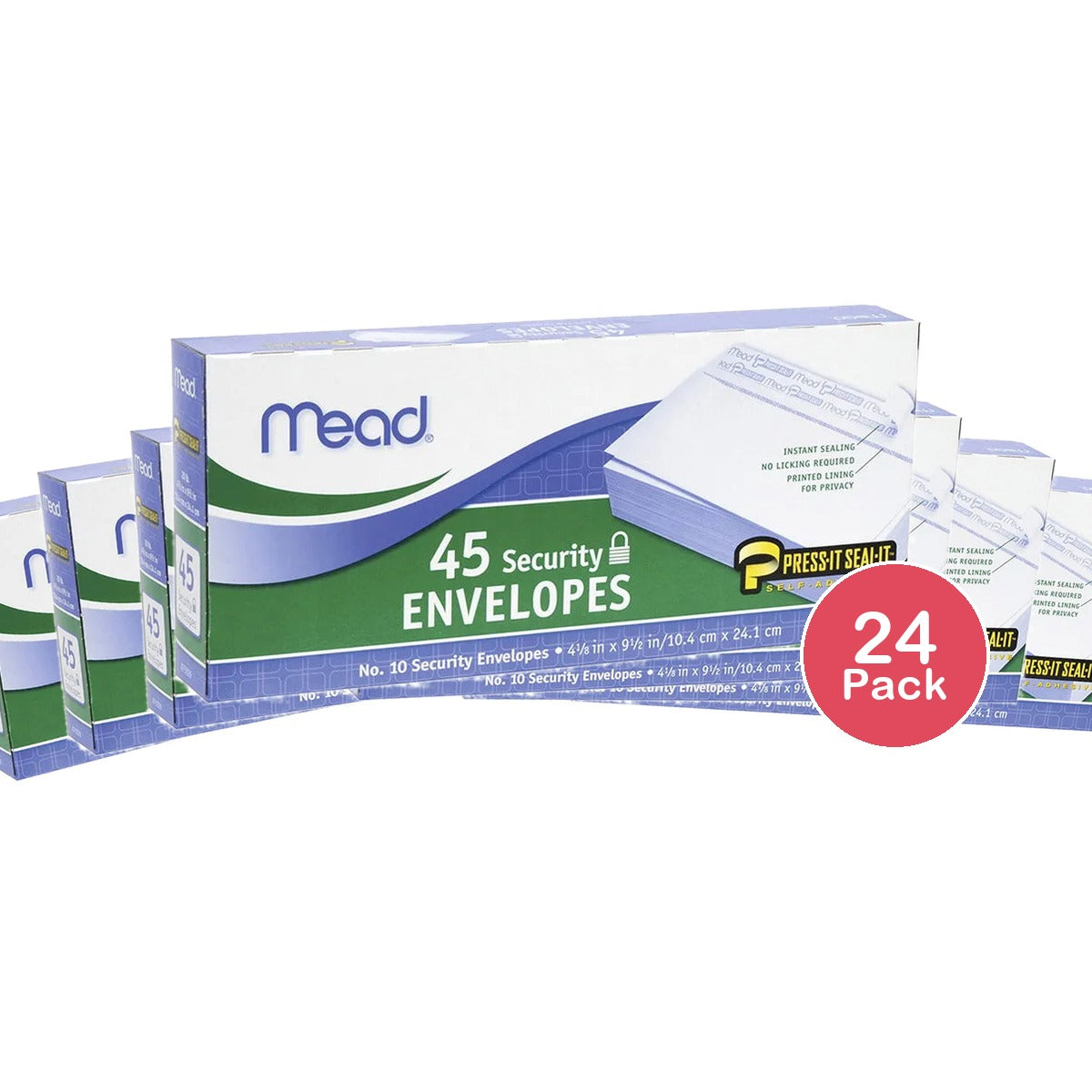 Mead #10 Press-It Seal-It Security Envelopes White 4 1/4" x 9 1/8" 32oz (Pack of 24)