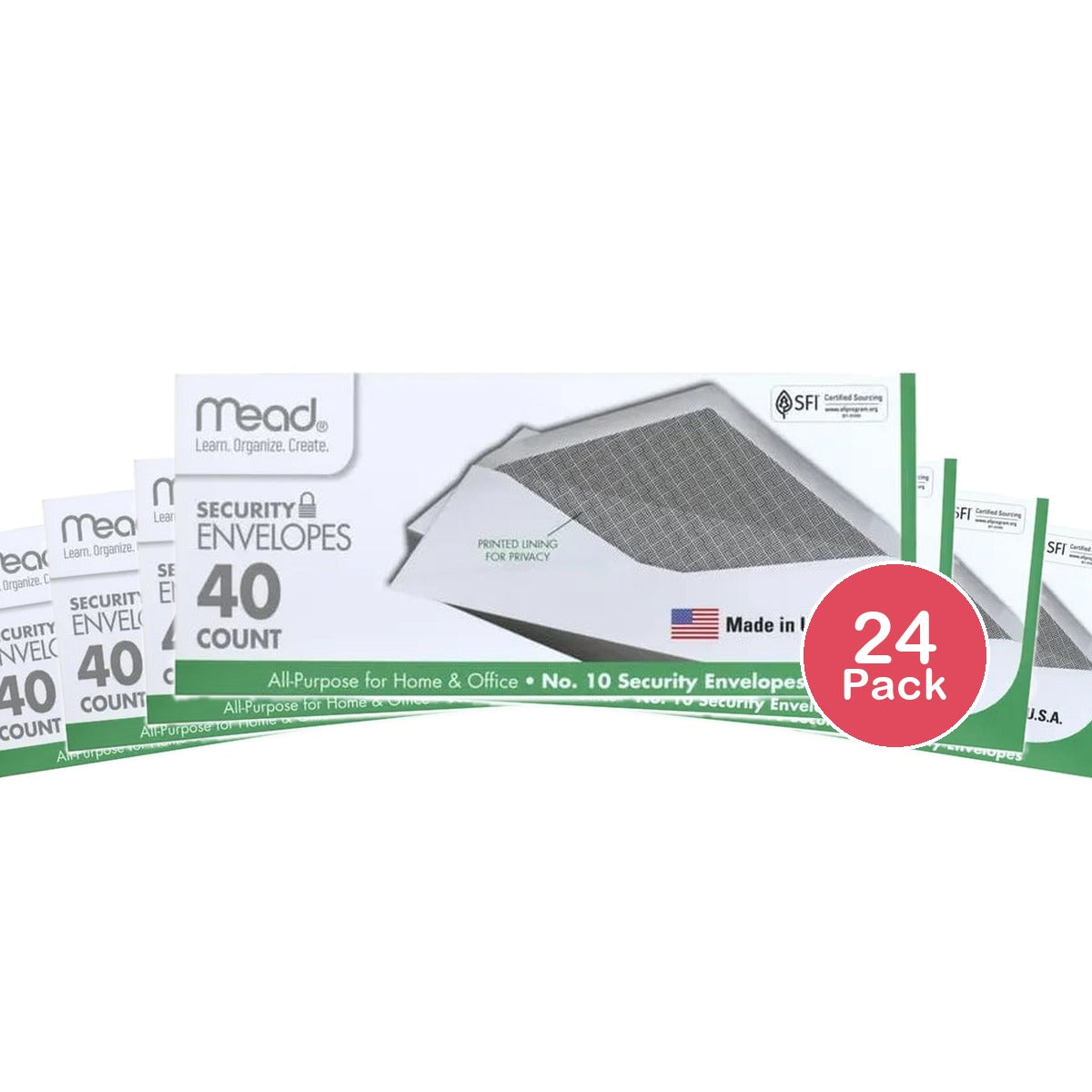 Mead 10 Security Envelopes White 22.56oz (Pack of 24)