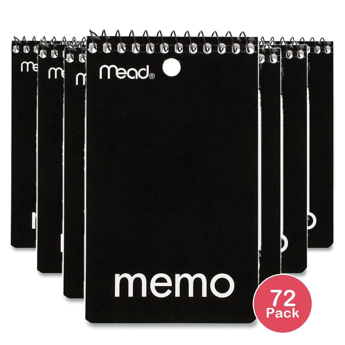 MEAD MEMO BOOK MEDIUM/COLLEGE RULE 3 X 5 IN WHITE 60 SHEETS ASSORTED (PACK OF 72)