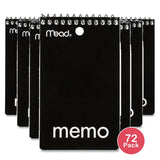 MEAD MEMO BOOK MEDIUM/COLLEGE RULE 3 X 5 IN WHITE 60 SHEETS ASSORTED (PACK OF 72)