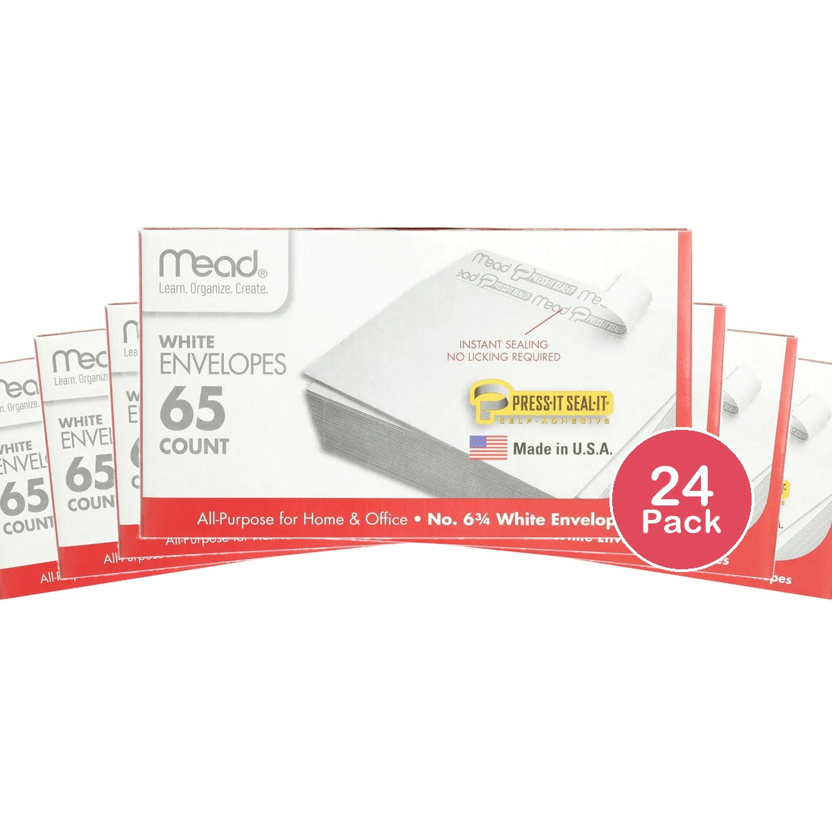 Mead Press-It Seal-It White Envelopes 65 Count 0.4Oz (Pack Of 24)