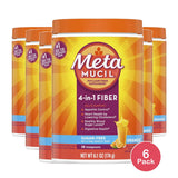 Metamucil Psyllium Fiber Supplement Orange Sugar Free Smooth Texture Powder 30 Doses 6.1oz (Pack of 6)
