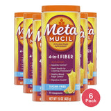 Metamucil Smooth Texture Bulk Forming Sugar Free Orange Flavor Powder 15Oz (Pack of 6)