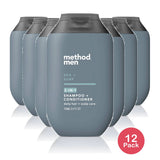 Method Men Sea + Surf 2-in-1 Shampoo + Conditioner 3.4 Oz (Pack of 12)