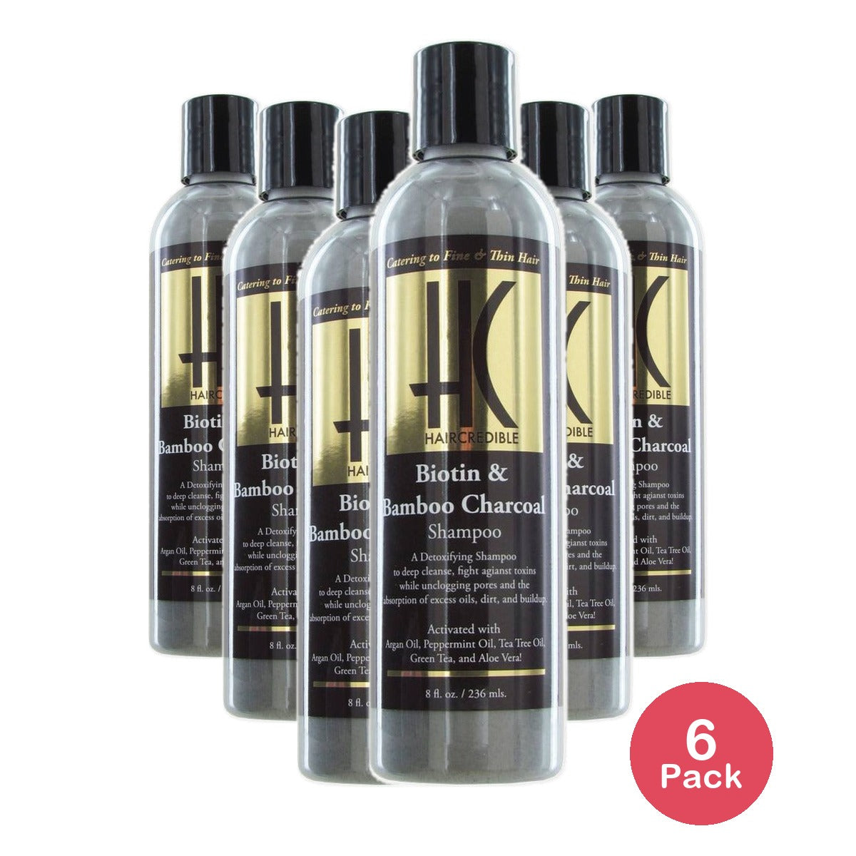 Mielle Haircredible Biotin & Bamboo Charcoal Shampoo 8 Oz (Pack of 6)