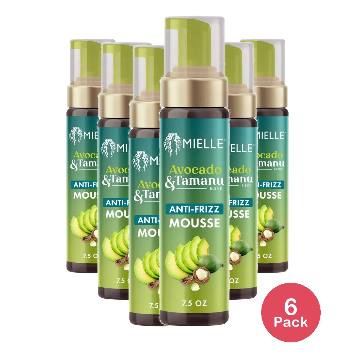 Mielle Organics Avocado & Tamanu Anti-Frizz Mousse 7.5 Oz (Pack of 6)