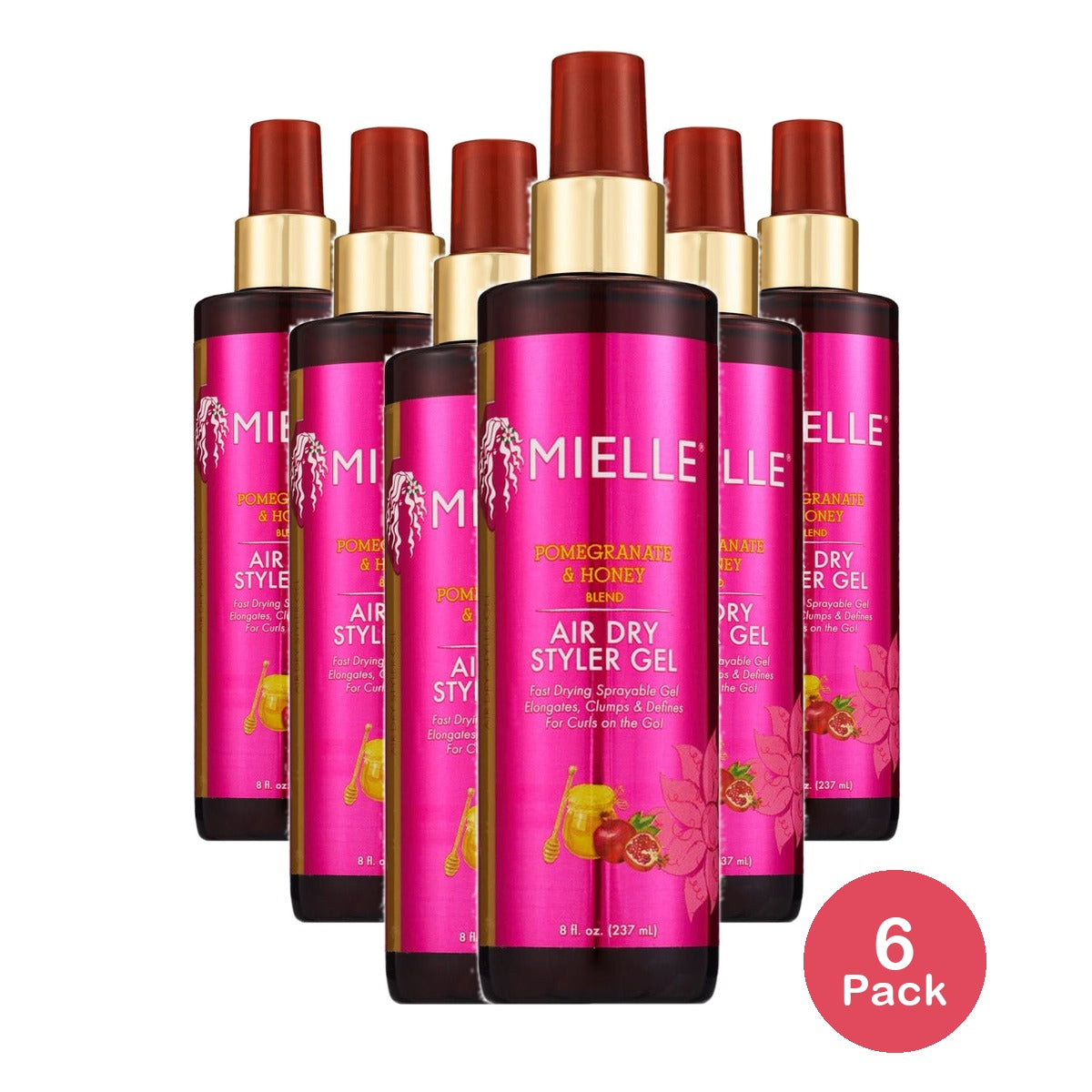 Mielle Organics Pomegranate & Honey Air Dry Styler Gel 8 Oz (Pack of 6)