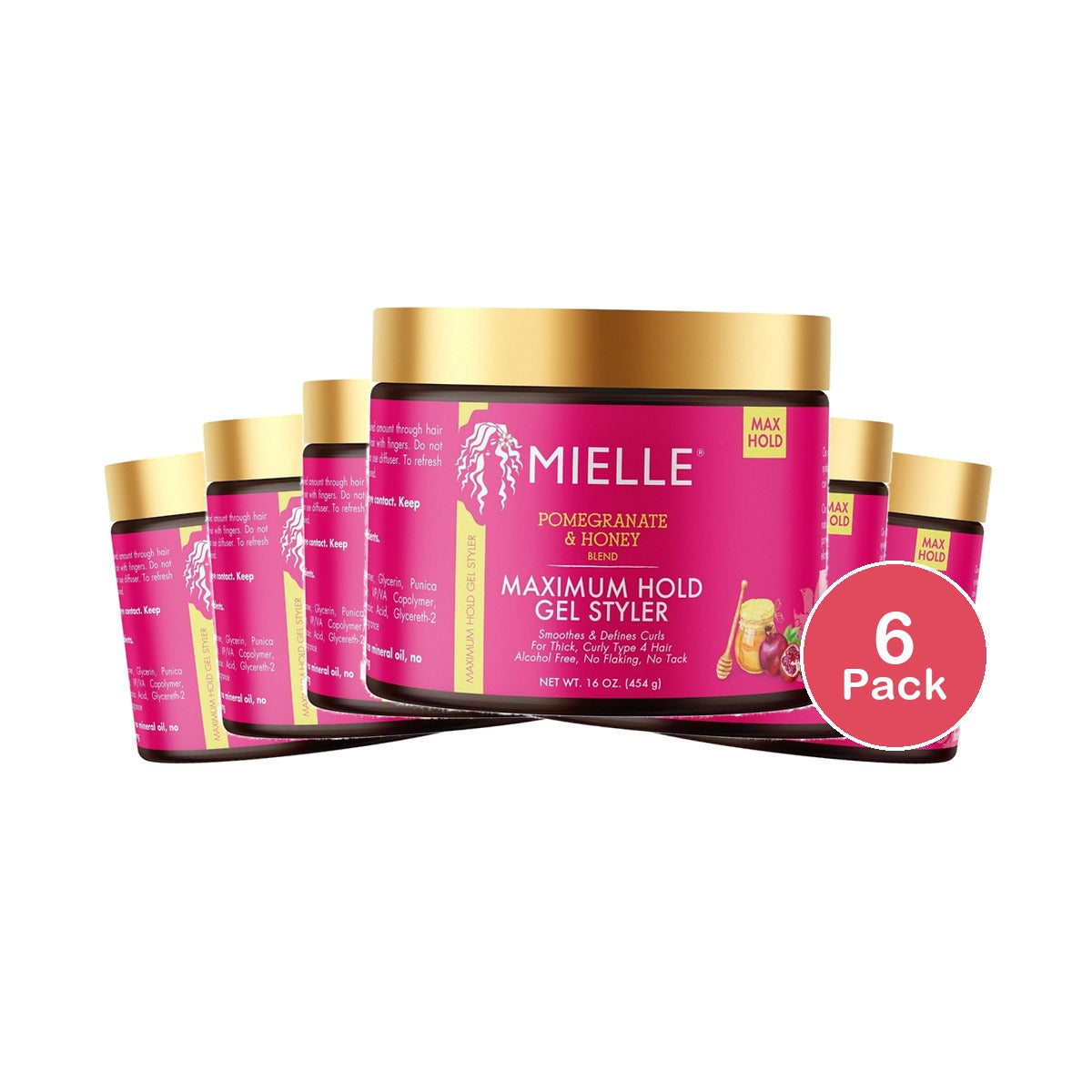 Mielle Organics Pomegranate & Honey Maximum Hold Gel Styler 16 Oz (Pack of 6)