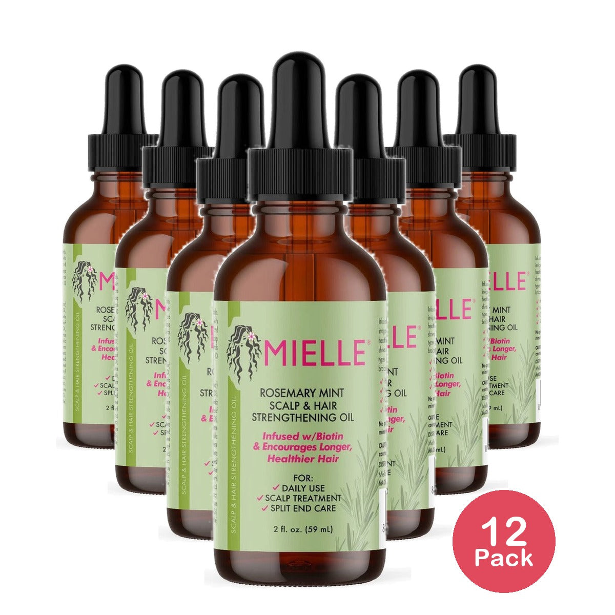 Mielle Organics Rose Mint Scalp & Strengthening Hair Oil 2 Oz (Pack of 12)