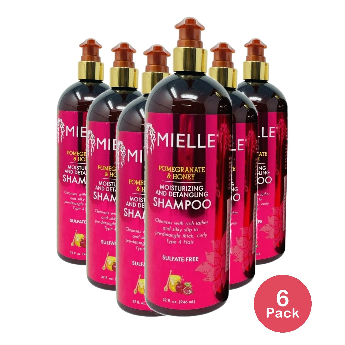 Mielle Pomegranate & Honey Moisturizing Shampoo 32 Oz (Pack of 6)