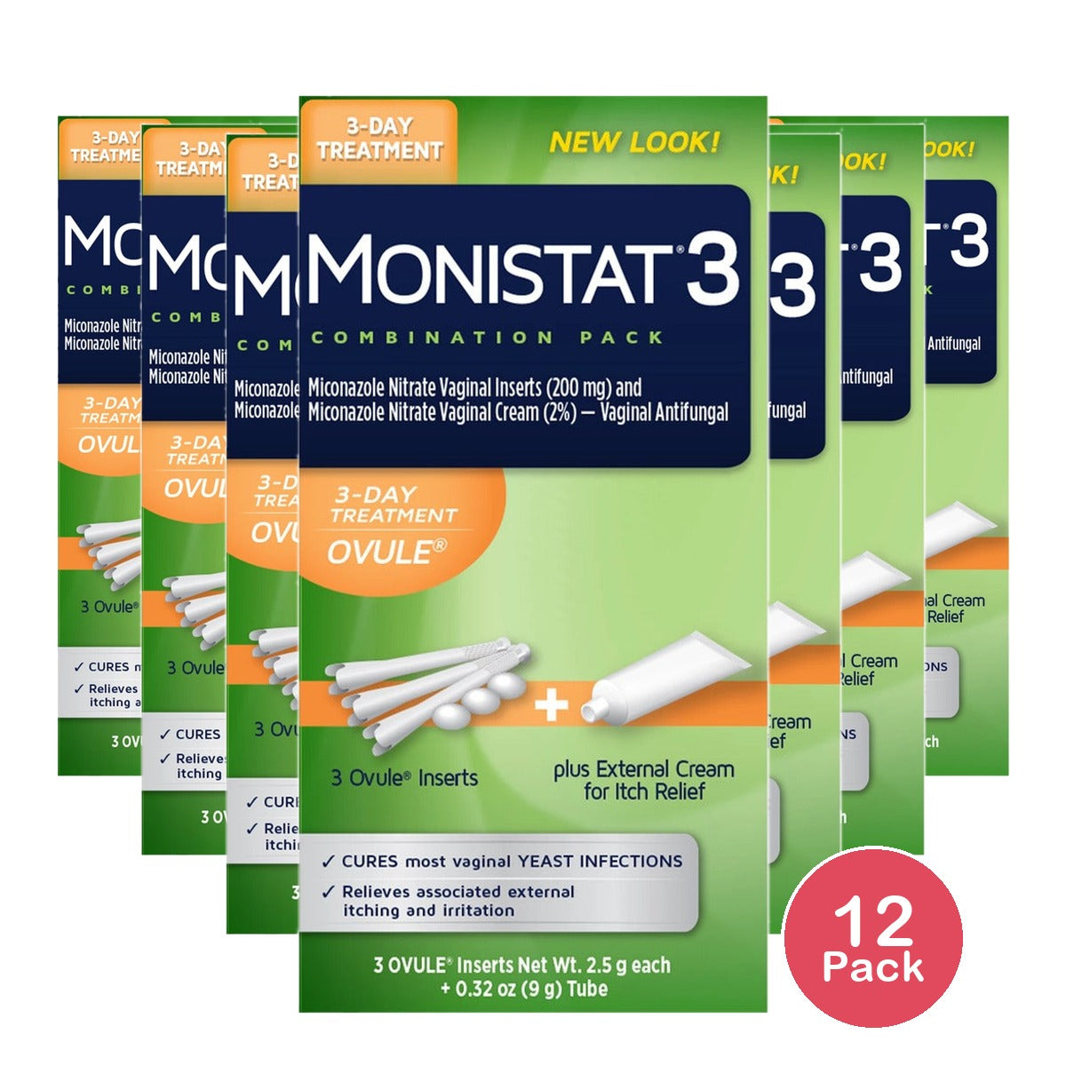 Monistat 3-Dose Yeast Infection Treatment 3 Ovule (Pack of 12)