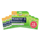 Monistat 3 Vaginal Antifungal Ovule Inserts Combination Pack 0.58Oz (Pack Of 12)