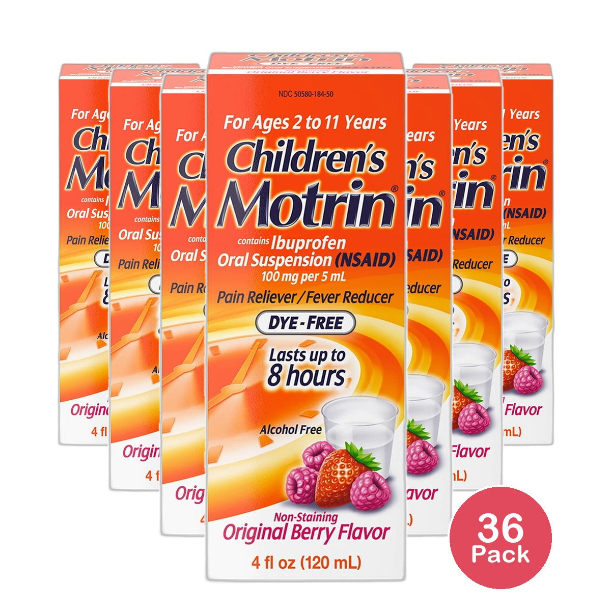 Motrin Children's Ibuprofen Kids Medicine Berry Flavored 4Oz (Pack of 36)