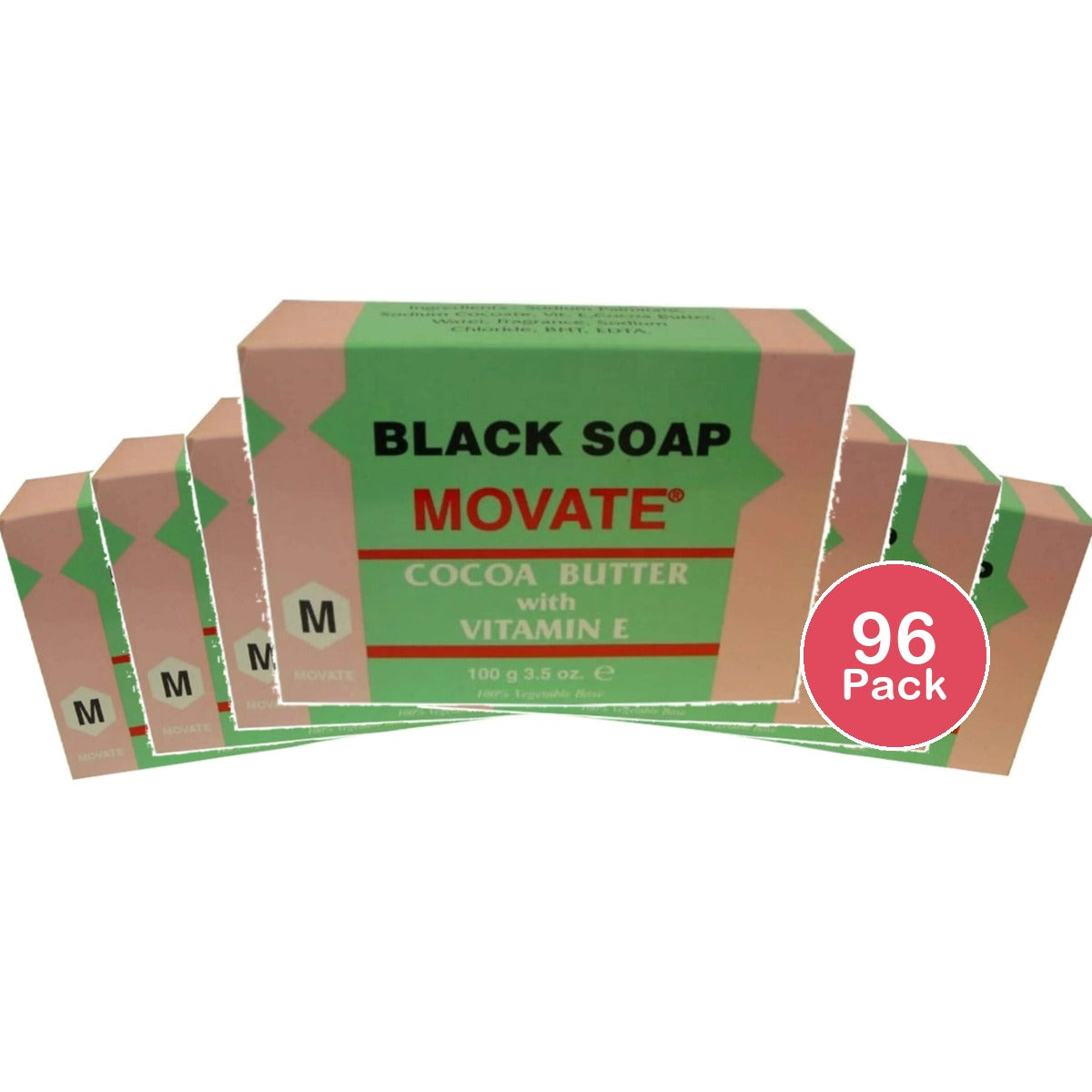 Movate Black Soap Cocoa Butter With Vitamin E (Pack of 96)