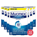 Mucinex 12 Hour Cough & Chest Congestion 80 Tablets 0.21Oz (Pack Of 12)