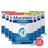 Mucinex Maximum Strength 12-Hour Chest Congestion Expectorant Tablets 0.07Oz (Pack Of 12)