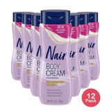 Nair Body Cream Hair Remover Cocoa Butter and Vitamin E Body Hair Removal Cream for Women 7.9 oz (Pack of 12)