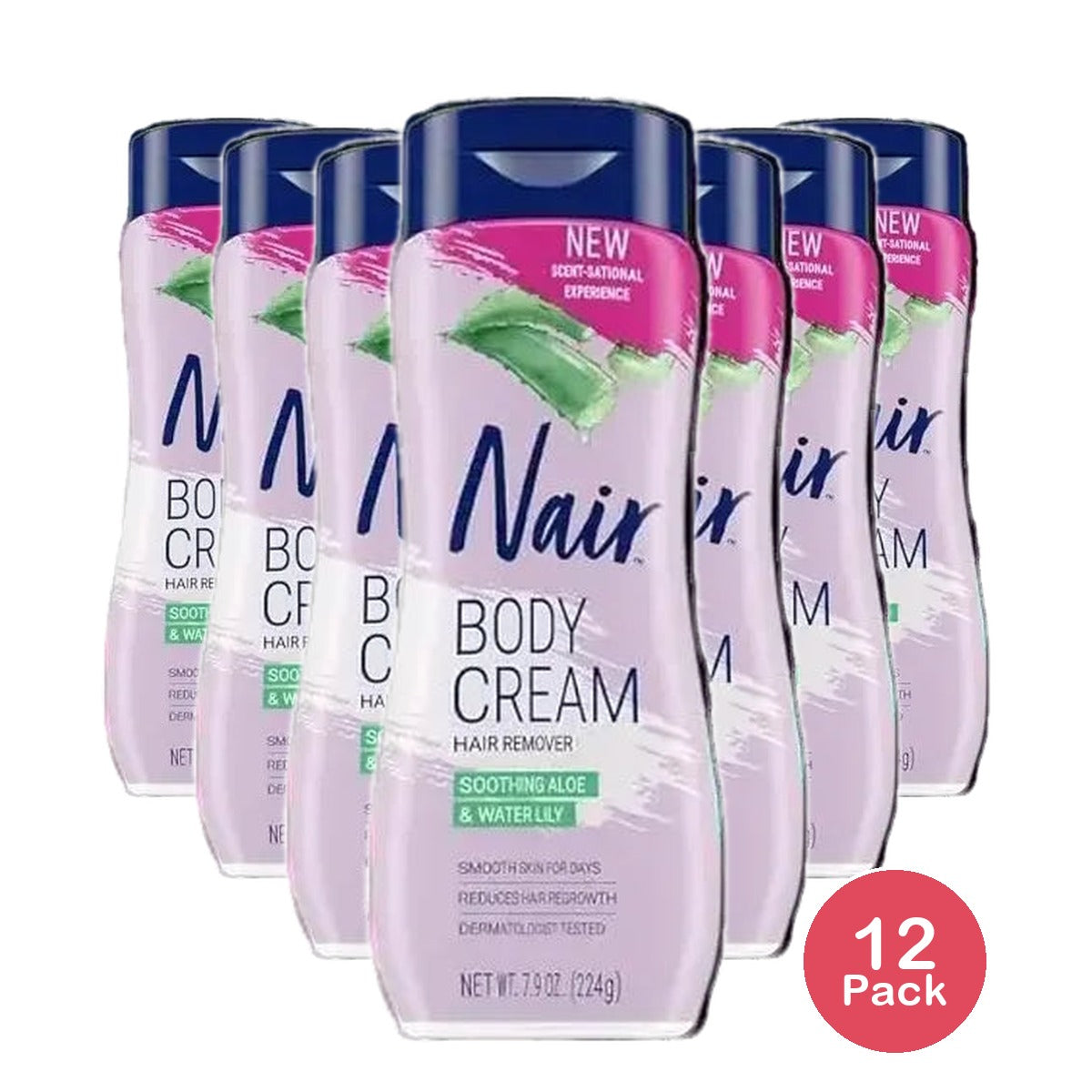 Nair Hair Removal Body Cream With Aloe and Water Lily Leg and Body Hair Remover 7.9 Oz (Pack of 12)