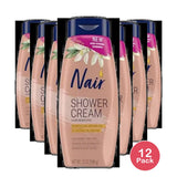 NAIR Shower Cream Hair Remover with Moroccan Argan Oil and Orange Blossom Body Hair Removal Cream for Women 12 oz (Pack of 12)
