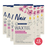 Nair Wax Ready To Use Strips For Face and Bikini 3.2Oz (Pack of 12)