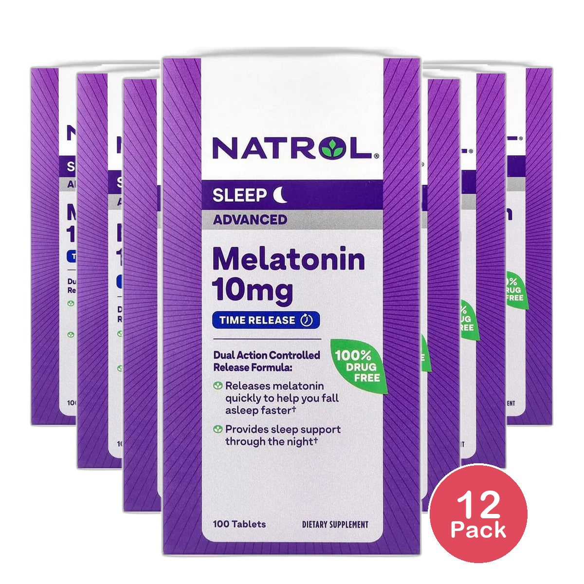 Natrol Melatonin Advanced Sleep 10 Mg Time Release Supplement Tablets 2.08oz (Pack of 12)