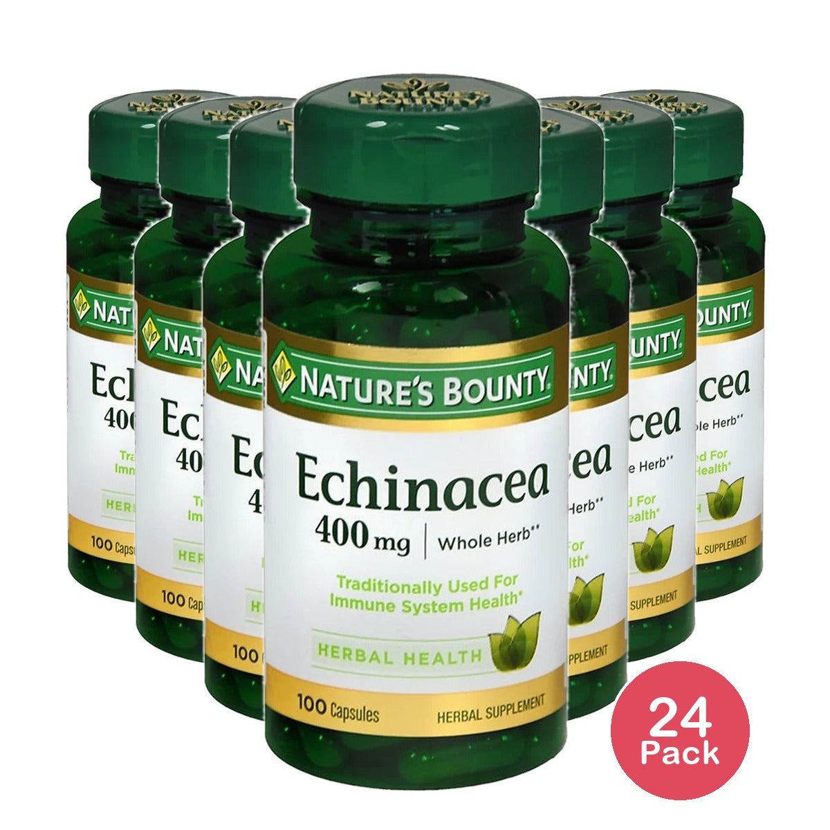 Nature's Bounty Echinacea Whole Herb Capsules 400 Mg 100 Ct (Pack of 24)