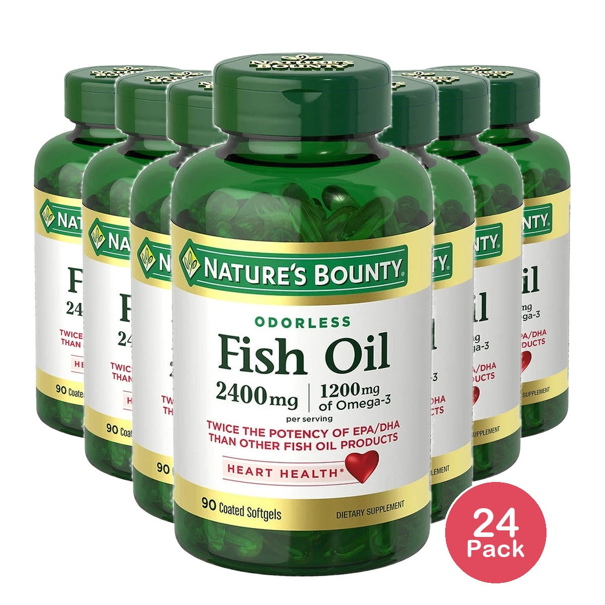 Nature's Bounty Fish Oil Softgels Double Strength 2400 Mg 90 Ct (Pack of 24)