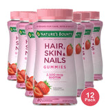 Nature's Bounty Optimal Solutions Hair Skin & Nails Vitamin Gummies with Biotin (Pack of 12)