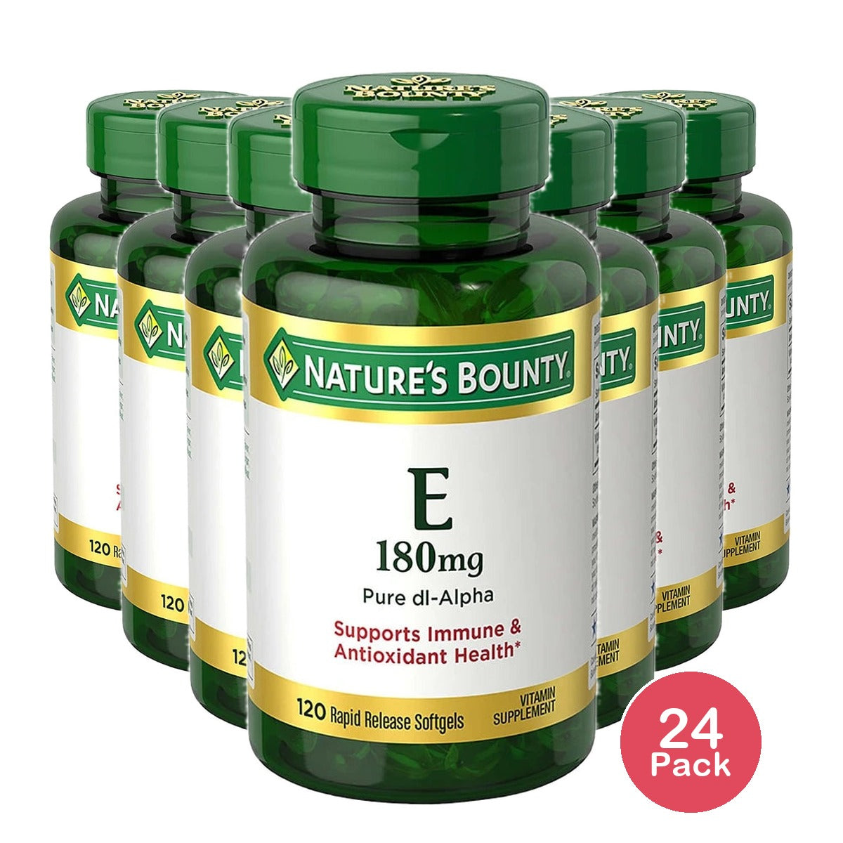 Nature's Bounty® Vitamin E Pure dl-Alpha 180mg (400 IU) 120 Softgels (Pack of 24)