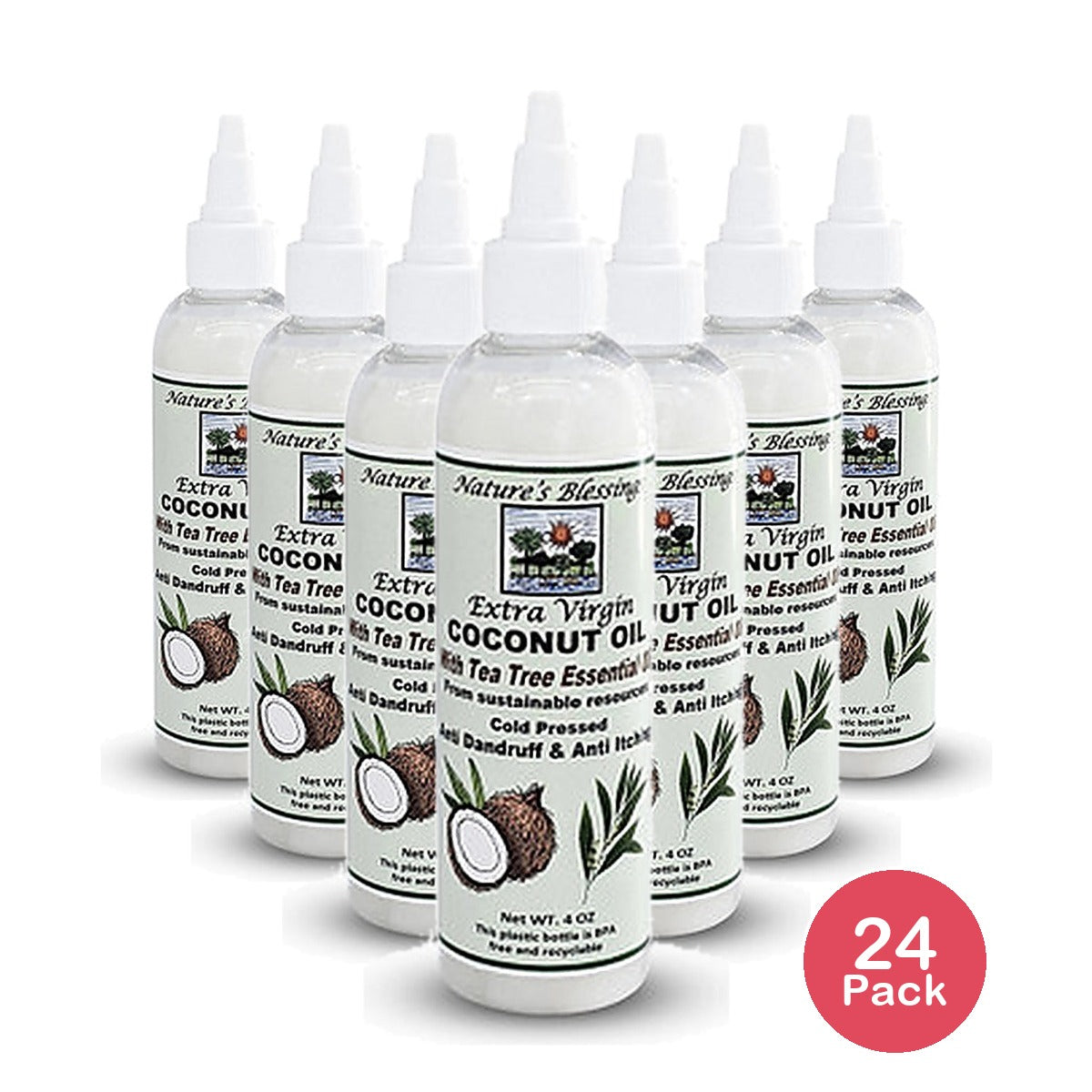 Nature's Bless Coconut Oil with Tea Tree 4 Oz (Pack of 24)