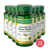 Natures Bounty Anxiety and Stress Relief Ashwagandha KSM-66 Tablets 0.16Oz -(Pack of 12)