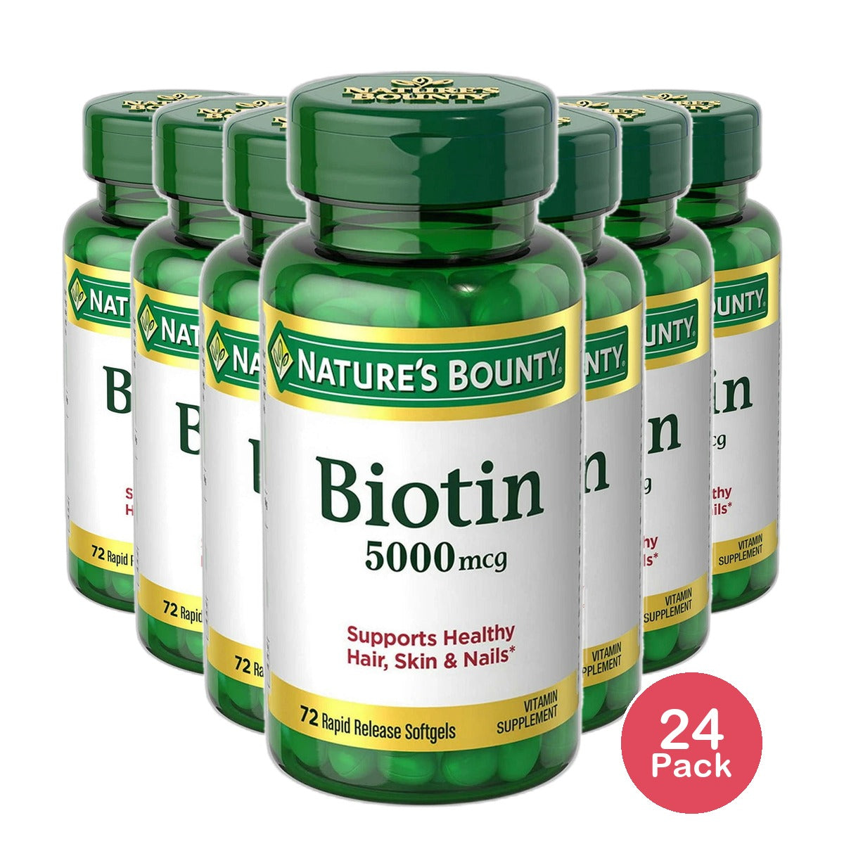 Natures Bounty Biotin 5000 Mcg Super Potency Rapid Release Liquid Softgels72 Ea 3.36Oz (Pack of 24)