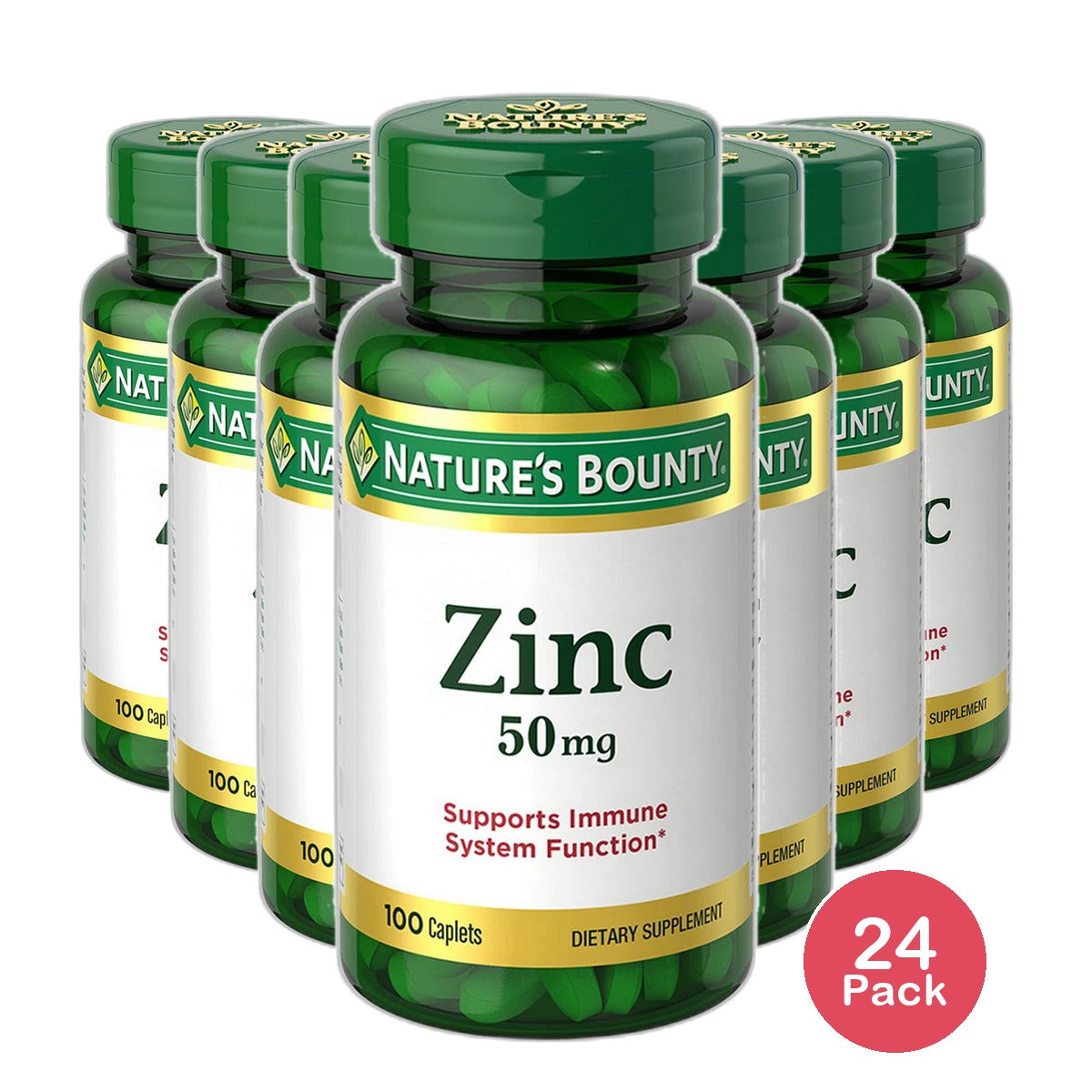 Natures Bounty Chelated Zinc Gluconate 50 Mg Caplets 7.05Oz (Pack of 24)