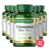 Natures Bounty Cinnamon 2000 Plus Chromium High Potency Dietary Supplement Capsules60 Ea 4Oz (Pack of 24)
