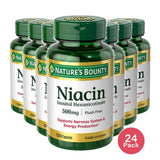 Nature’s Bounty Flush Free Niacin 500 mg Capsules for Energy Metabolism 120 Ct (Pack of 24)