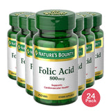 Natures Bounty Folic Acid 800 Mcg Maximum Strength Tablets 2.4Oz (Pack of 24)