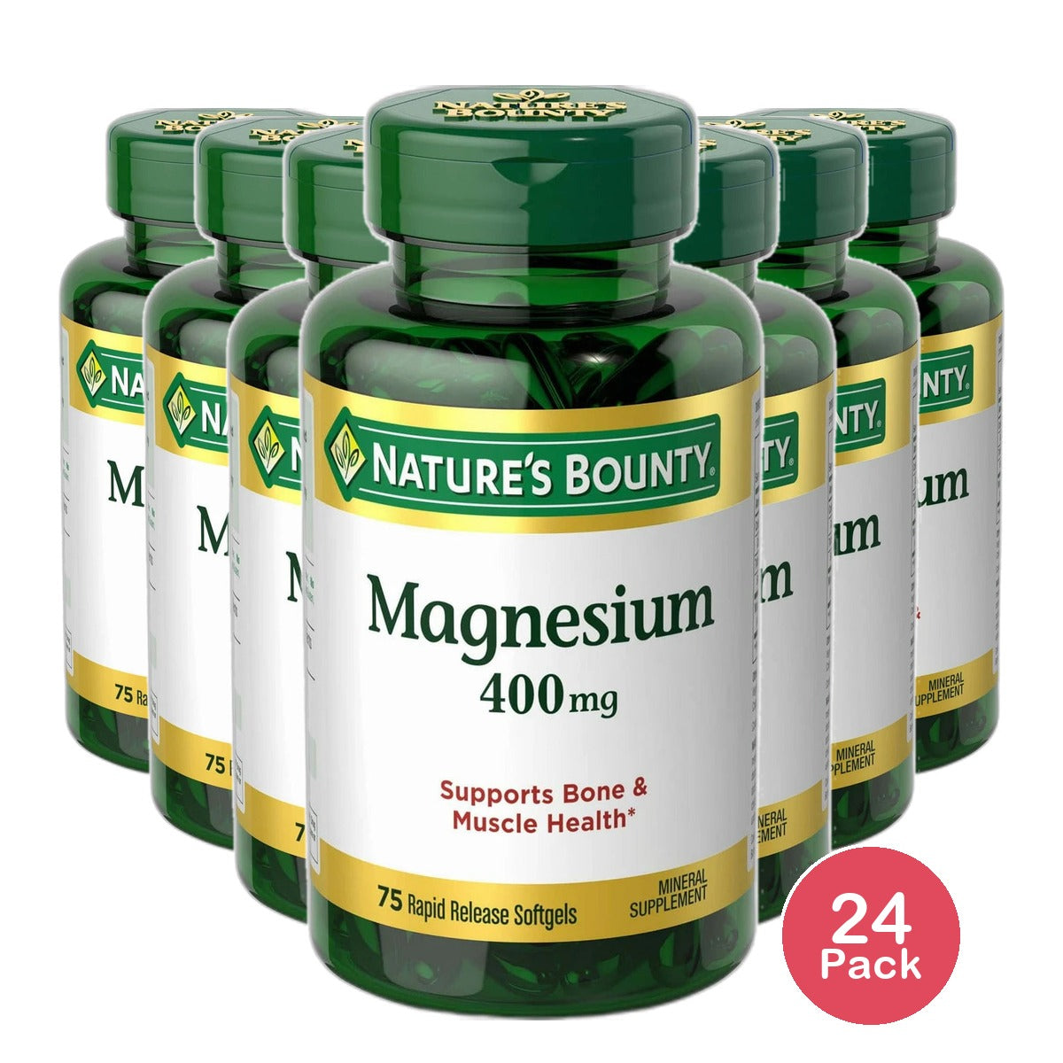 Natures Bounty High Potency Magnesium 400 mg Rapid Release Liquid Softgels 75 ea 5.44Oz (Pack of 24)