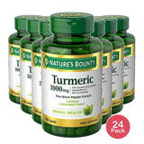 Nature’s Bounty Turmeric Supplement + Black Pepper Extract 1000mg 60 Ct (Pack of 24)