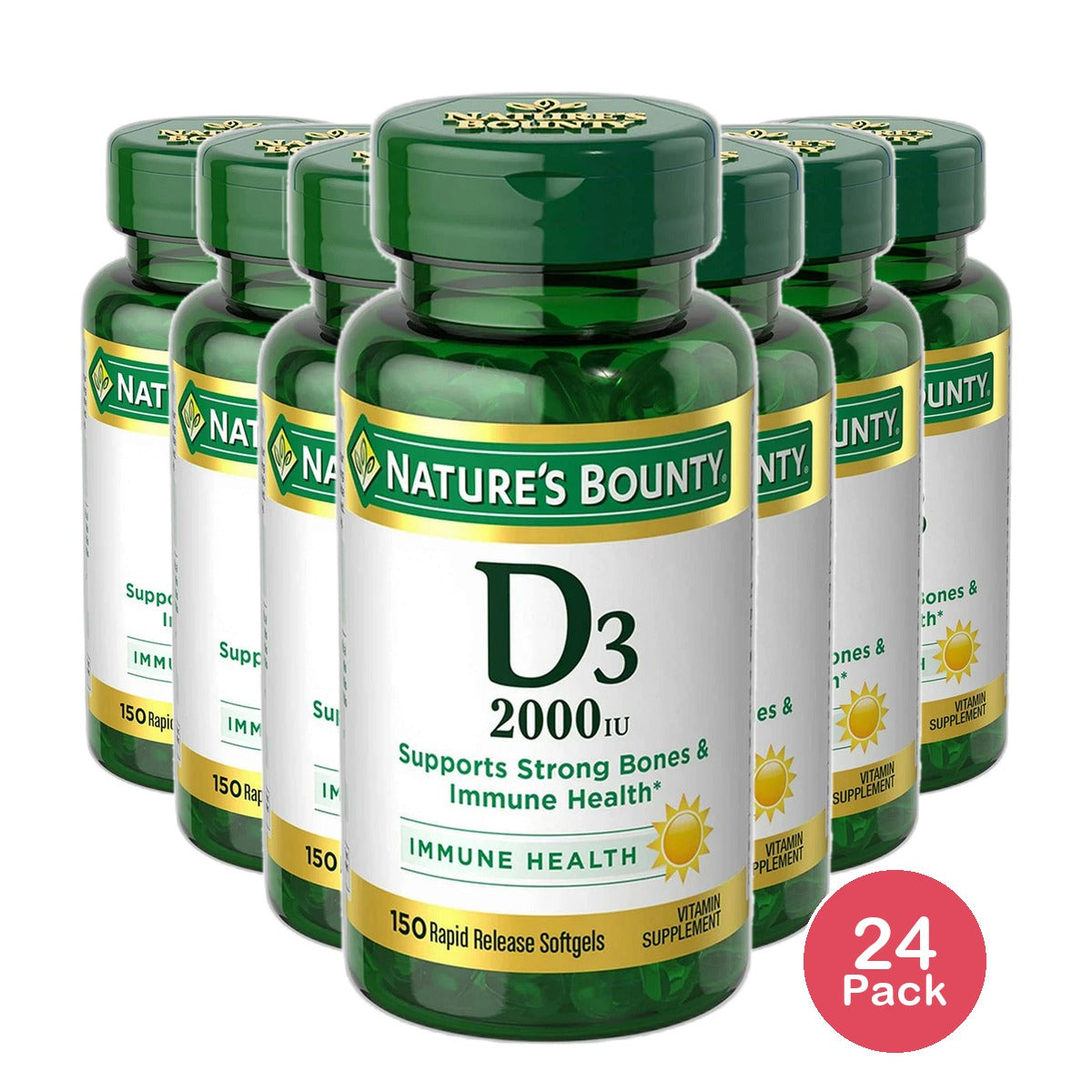 Natures Bounty Vitamin D3 2000 Iu Rapid Release Softgels 1.6Oz (Pack of 24)