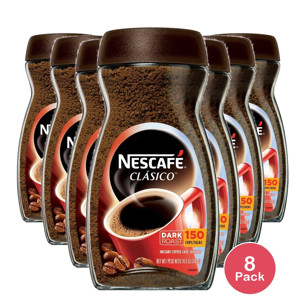 Nescafé Clásico Dark Roast Instant Coffee 10.5 Oz (Pack of 8)
